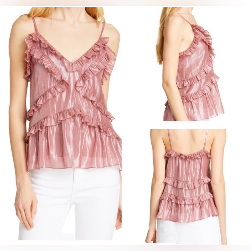 Rebecca Taylor Metallic Pink Silk Cami in Rose